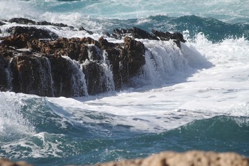 Waves on the rocks