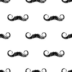 Hand drawn seamless with mustaches