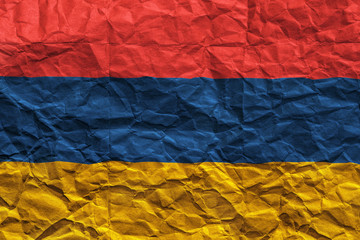 Armenia flag. Crumpled paper flag background