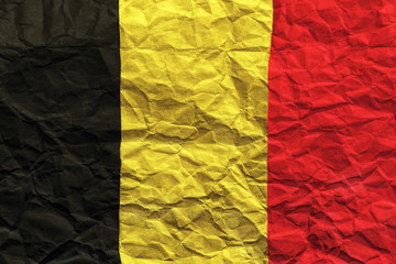 Belgium  flag. Crumpled paper flag background