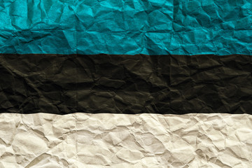 Estonia flag. Crumpled paper flag background