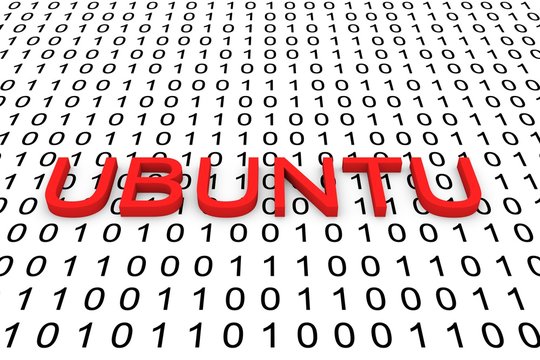 UBUNTU in the form of binary code, 3D illustration