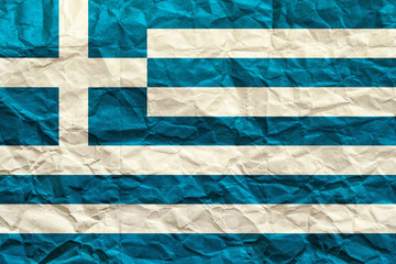 Greece flag. Crumpled paper flag background
