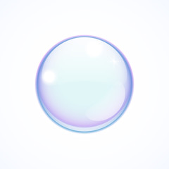 Transparent soap bubble on white, vector illustration