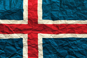 Iceland flag. Crumpled paper flag background