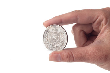 American old coin isolated on white background