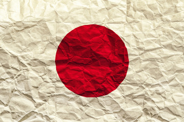 Japan flag. Crumpled paper flag background