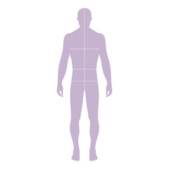 Fashion man template figure silhouette with marked body's sizes