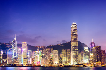 Naklejka premium Hong Kong City : Twilight time.