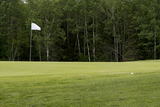 Golf flag in a golf course, Hecla Grindstone Provincial Park, Ma