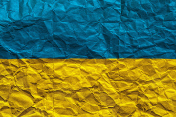 Ukraine flag. Crumpled paper flag background