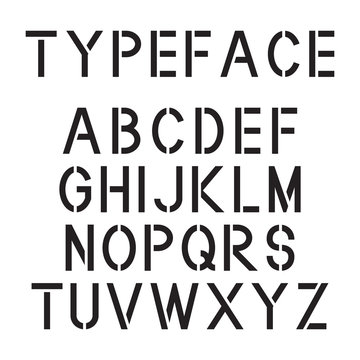 Latin alphabet letters, black isolated on white background, vector illustration.