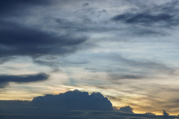 Sunset sky with gold color.