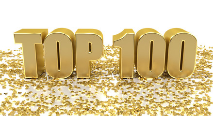 TOP 100 - with stars on white background - High quality 3D Rende