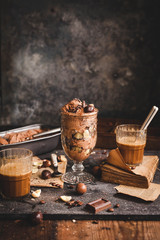 Chocolate coffee ice cream and cappuccino drink.