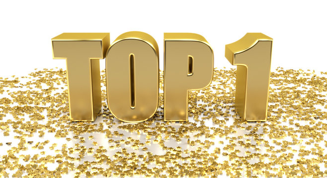 TOP 1 - with stars on white background - High quality 3D Render