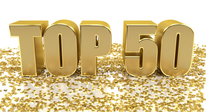 TOP 50 - with stars on white background - High quality 3D Render