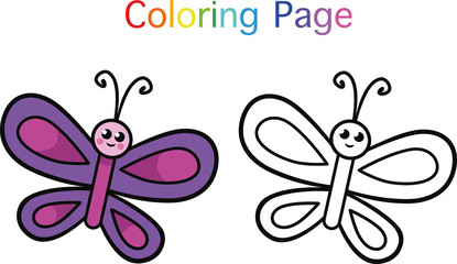 Butterfly coloring page for children (Vector illustration)