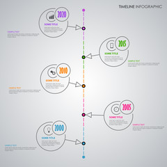 Time line info graphic with thin line circular pointers