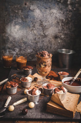 Chocolate coffee ice cream and cappuccino drink.