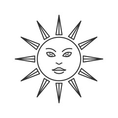 Linear Trendy vector esoteric sun symbol, icon. Alchemy, spirituality, occultism, chemistry, magic tattoo vector symbols. Design esoteric and gothic, witchcraft and mystery, illustration.