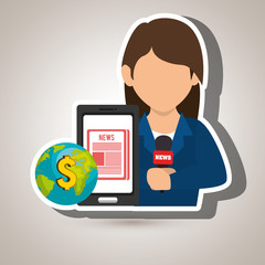 woman news global money vector illustration eps 10