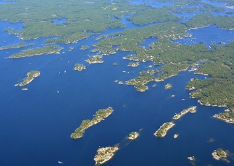 aerial view of the Georgian Bay, 30,000 Islands area, Ontario Canada 