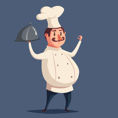 Funny chef, cute character. Vector cartoon illustration
