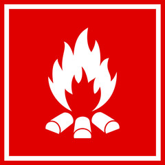 Red flame fire warning sign
