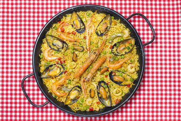 Spanish paella on a table