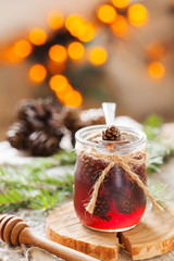 Traditional Siberian dessert confiture from young pine cones