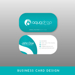 Modern Blue drop  Horizontal Business Card