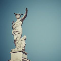 Mercury, the Roman God, at the top of the Galeria Emporium, former Mercure Center (1903), Ljubljana, Slovenia