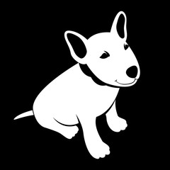 Bull Terrier puppy vector illustration style Flat