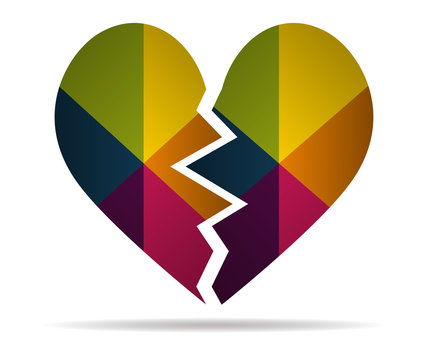 broken heart multicolor icon vector