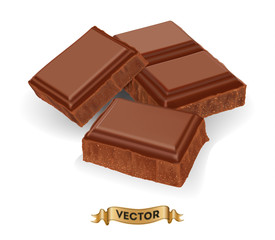 Realistic vector illustration of broken chocolate bar