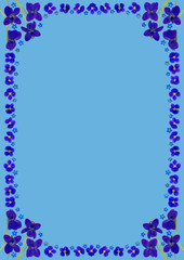 Blaue Blueten Rahmen DinBlau