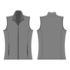 grey color autumn fleece vest isolated vector on the white background