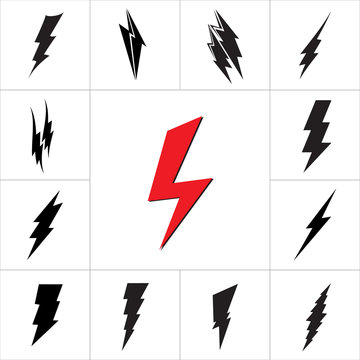 Vector lightning silhouette. Lightning Bolt icon.