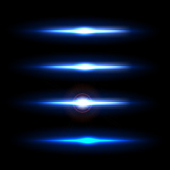 Collection of beautiful bright lens flares. Lighting effects of flash. Easy to use