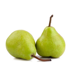 green pears over white background