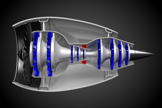 3D jet engine - side view