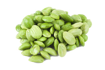 Parkia speciosa seeds or bitter bean on white background