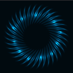 Abstract dark blue glowing vortex vector background.