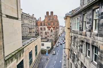 Edinburgh, View of the city, several monuments and the Castle, 