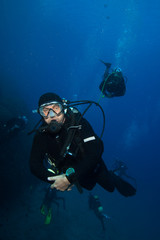 Divers, Mediterranean sea.