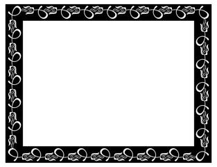 Shilouette flower frame. Design element for banners, labels, greeting cards and wedding invitations. Copy space. Vector template.