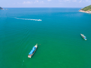 Aerial view of beach and boats Koh Phangan, Thailand