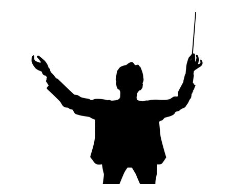 Music conductor back from a bird's eye view