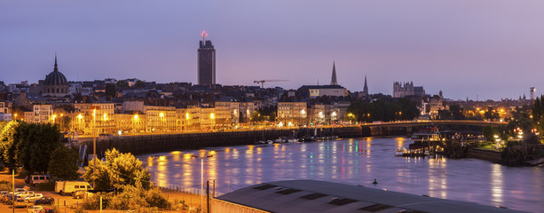 Fototapeta premium Panorama of Nantes at sunrise